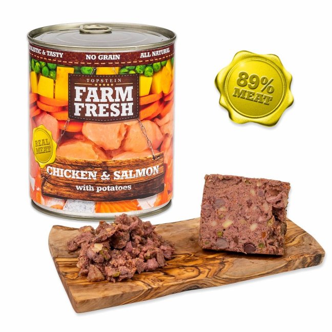 Konzerva Farm Fresh Chicken & Salmon: Poctivé kuře a losos pro psy - Varianta: 800 g